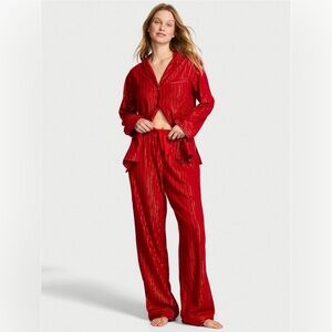 Victoria's Secret Flannel Long Red Pajama Set BNWT EXTRA LARGE (LONG)